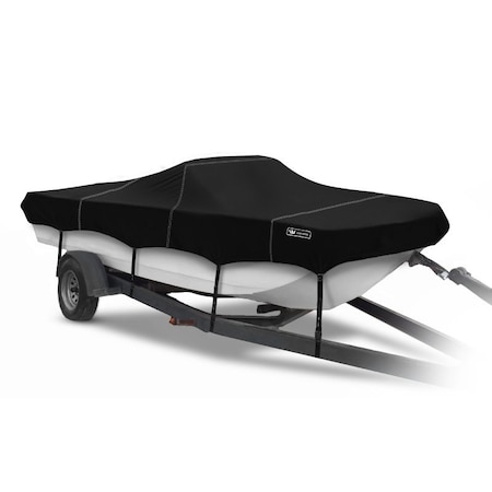 Eevelle Windstorm Boat Cover TRI HULL RUNABOUT w/Outboard 18' 6in. L 90in. W Black WSTR1890B-BLK
